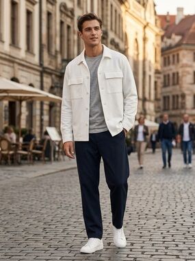 H&M White Lightweight Overshirt Jacket